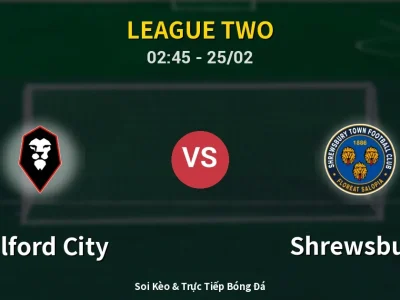 Kết Quả: Salford City 1-2 Shrewsbury – Highlight & Bàn Thắng | League Two
