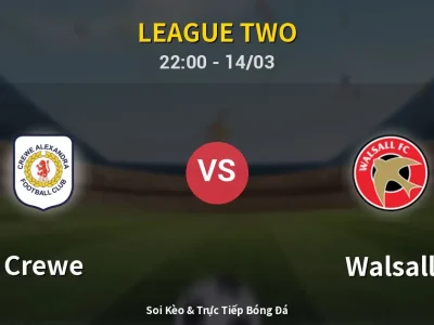 🔴 Trực Tiếp: Crewe 0-1 Walsall – Link Xem League Two (Full HD)