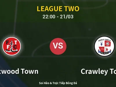 Soi Kèo Fleetwood Town vs Crawley Town – 22:00 21/03 | Nhận Định, Dự Đoán Tỷ Số