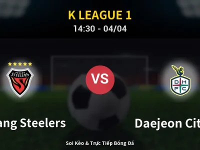 🔴 Trực Tiếp: Pohang Steelers 1-0 Daejeon Citizen – Link Xem K League 1 (Full HD)